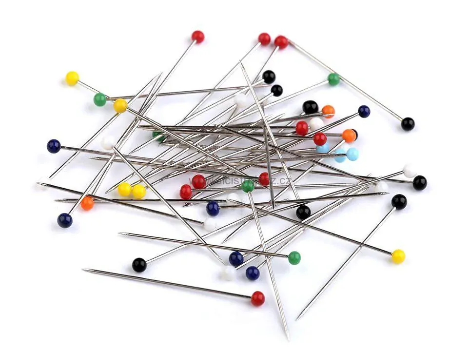 Špendlíky se skleněnou hlavičkou délka 31 mm