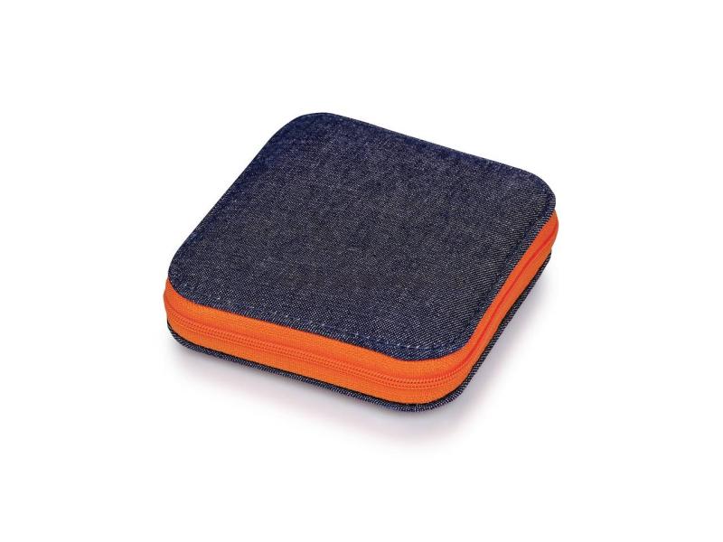 Sada šicích doplňků, džínovina, oranžový zip