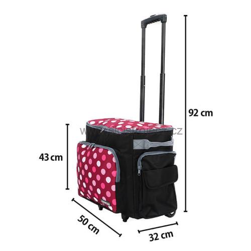 Pojízdná taška na šicí stroj Polka puntík růžová
