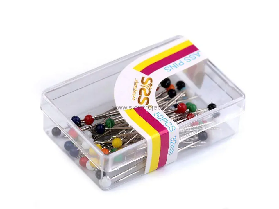 Špendlíky se skleněnou hlavičkou délka 31 mm