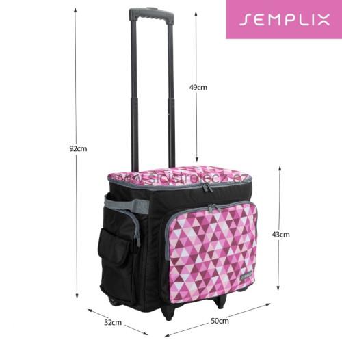 Pojízdná taška na šicí stroj Diamond design růžová