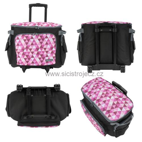 Pojízdná taška na šicí stroj Diamond design růžová