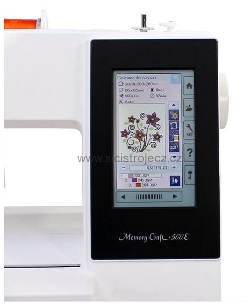 vyšívací stroj Janome MC 500 E + vyšívací sada zdarma