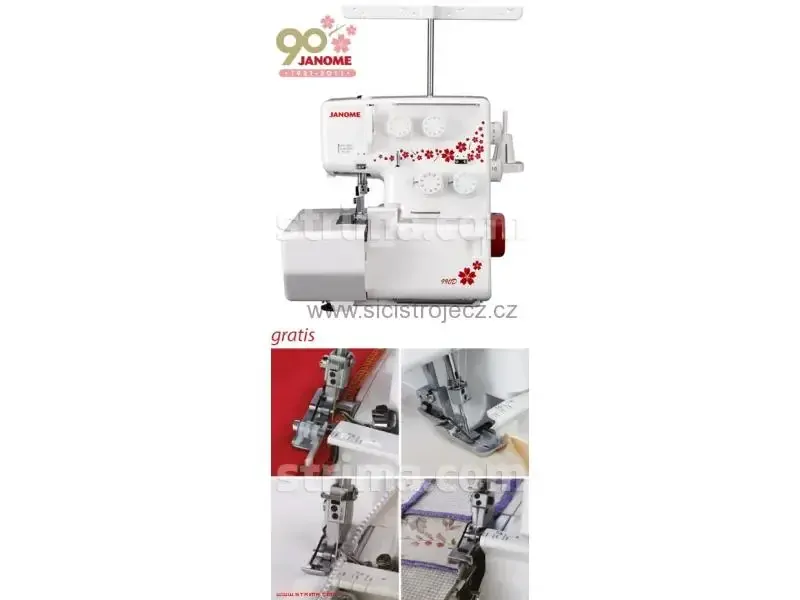 overlock JANOME 990D + 4 patky a vodič