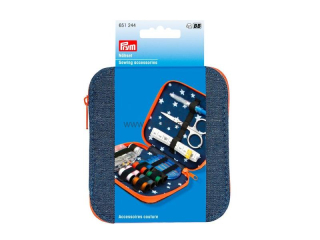 Sada šicích doplňků, džínovina, oranžový zip